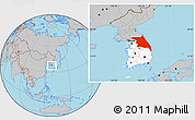 Gray Location Map of Kang-Won-Do, highlighted country