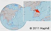 Gray Location Map of Kang-Won-Do, hill shading