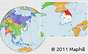 Political Location Map of Kang-Won-Do, highlighted country, within the entire country