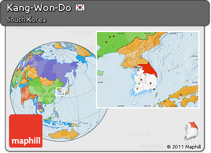 Political Location Map of Kang-Won-Do, highlighted country