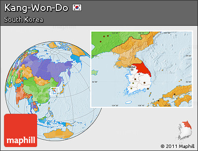 Political Location Map of Kang-Won-Do, highlighted country