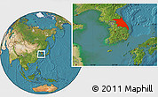 Satellite Location Map of Kang-Won-Do, within the entire country
