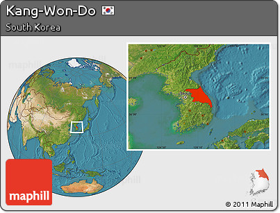 Satellite Location Map of Kang-Won-Do