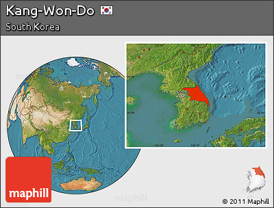 Satellite Location Map of Kang-Won-Do