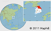 Savanna Style Location Map of Kang-Won-Do, highlighted country, within the entire country