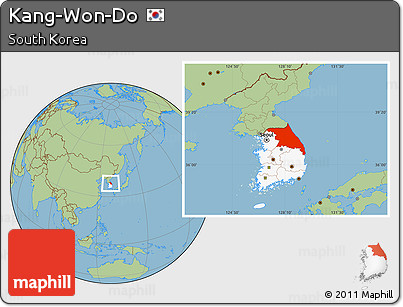 Savanna Style Location Map of Kang-Won-Do, highlighted country