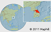 Savanna Style Location Map of Kang-Won-Do, hill shading