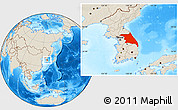 Shaded Relief Location Map of Kang-Won-Do