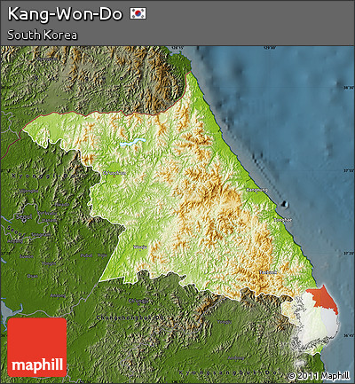 Physical Map of Kang-Won-Do, darken
