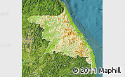 Physical Map of Kang-Won-Do, satellite outside
