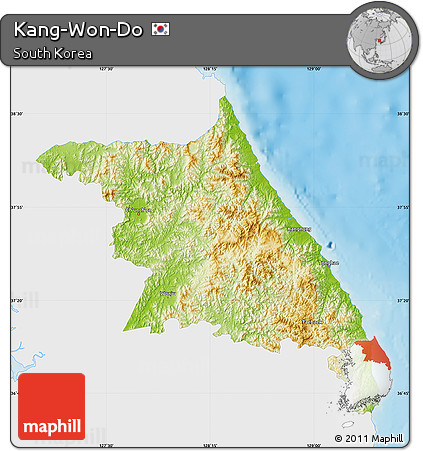 Physical Map of Kang-Won-Do, single color outside