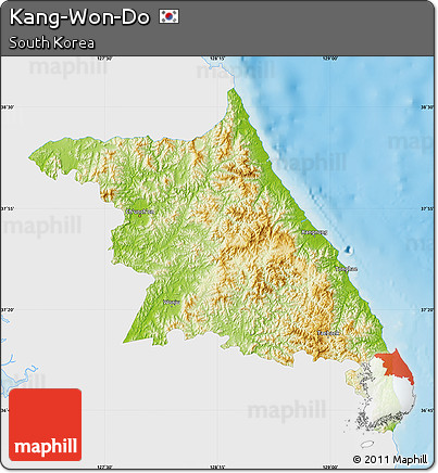 Physical Map of Kang-Won-Do, single color outside