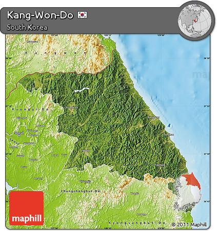 Satellite Map of Kang-Won-Do, physical outside