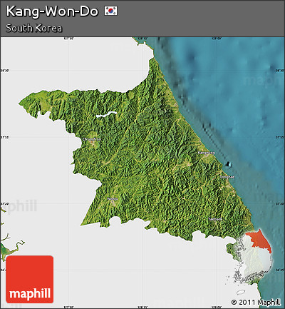 Satellite Map of Kang-Won-Do, single color outside