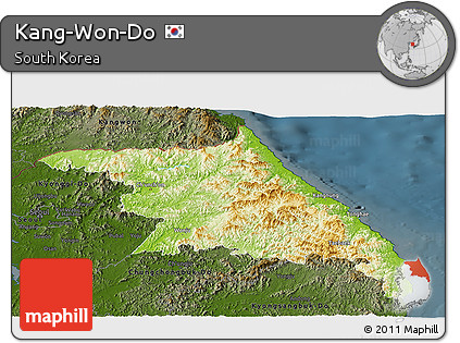 Physical Panoramic Map of Kang-Won-Do, darken