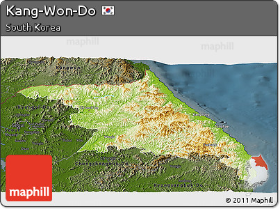 Physical Panoramic Map of Kang-Won-Do, darken