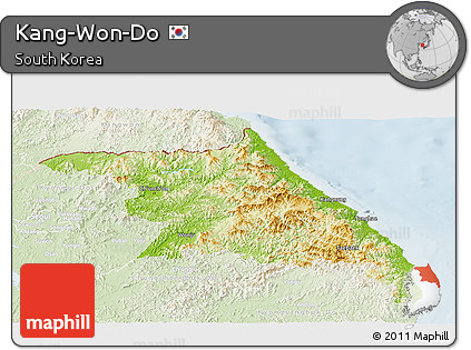 Physical Panoramic Map of Kang-Won-Do, lighten
