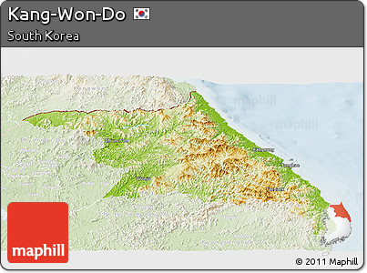Physical Panoramic Map of Kang-Won-Do, lighten