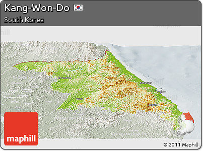 Physical Panoramic Map of Kang-Won-Do, lighten, semi-desaturated