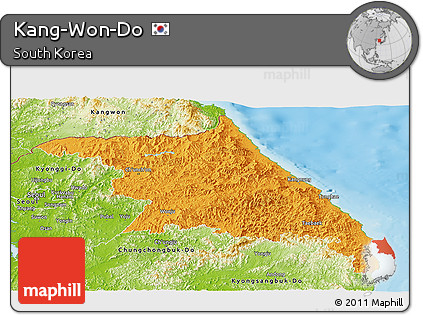 Political Panoramic Map of Kang-Won-Do, physical outside