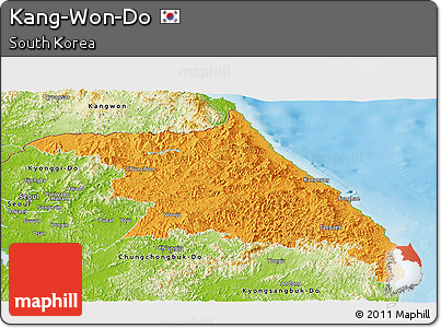 Political Panoramic Map of Kang-Won-Do, physical outside