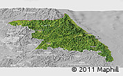 Satellite Panoramic Map of Kang-Won-Do, lighten, desaturated