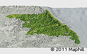 Satellite Panoramic Map of Kang-Won-Do, lighten, semi-desaturated