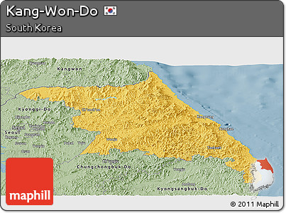 Savanna Style Panoramic Map of Kang-Won-Do