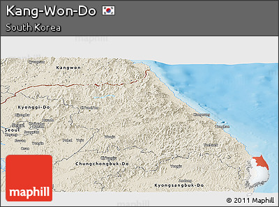 Shaded Relief Panoramic Map of Kang-Won-Do