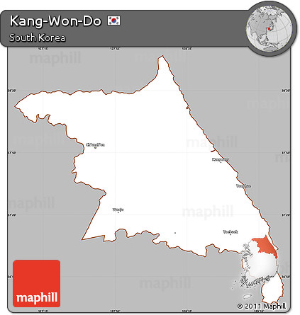 Gray Simple Map of Kang-Won-Do, cropped outside