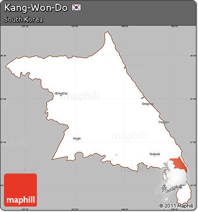 Gray Simple Map of Kang-Won-Do, cropped outside