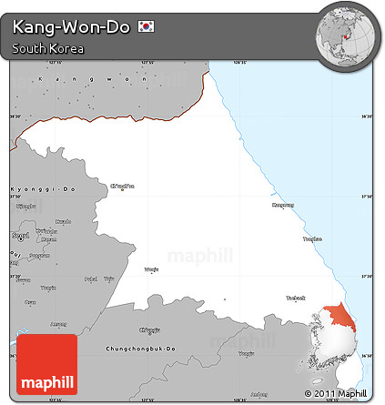 Gray Simple Map of Kang-Won-Do