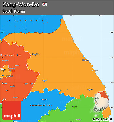 Political Simple Map of Kang-Won-Do