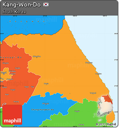 Political Simple Map of Kang-Won-Do