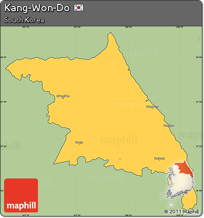 Savanna Style Simple Map of Kang-Won-Do, cropped outside