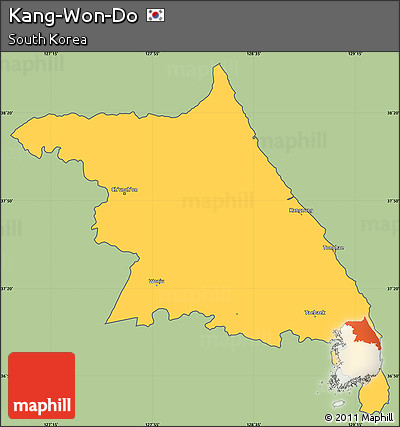 Savanna Style Simple Map of Kang-Won-Do, cropped outside