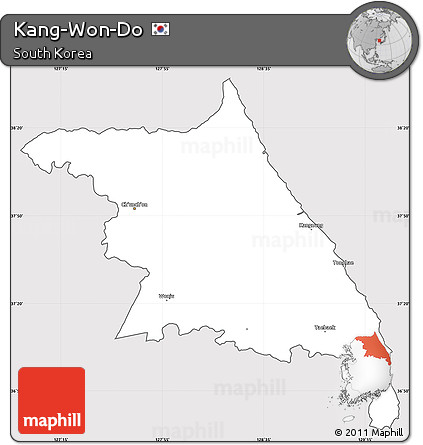 Silver Style Simple Map of Kang-Won-Do, cropped outside