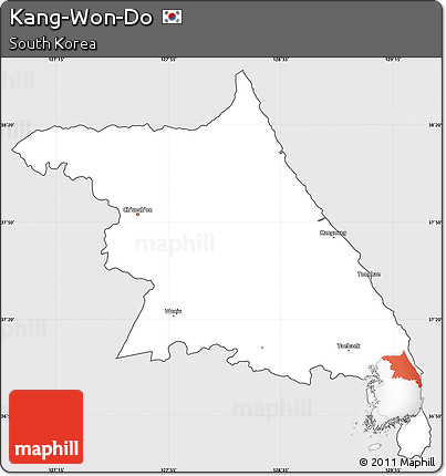 Silver Style Simple Map of Kang-Won-Do, cropped outside