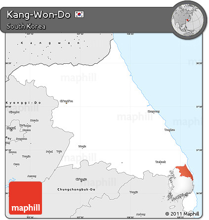 Silver Style Simple Map of Kang-Won-Do