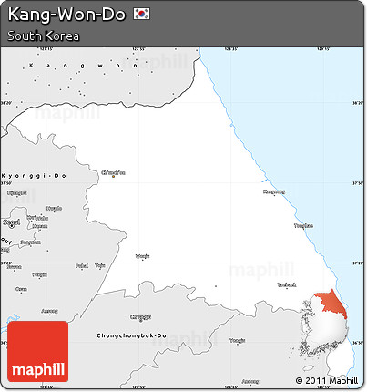 Silver Style Simple Map of Kang-Won-Do