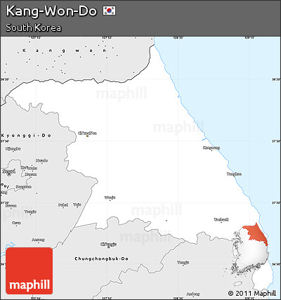 Silver Style Simple Map of Kang-Won-Do