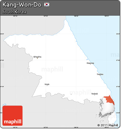 Silver Style Simple Map of Kang-Won-Do, single color outside