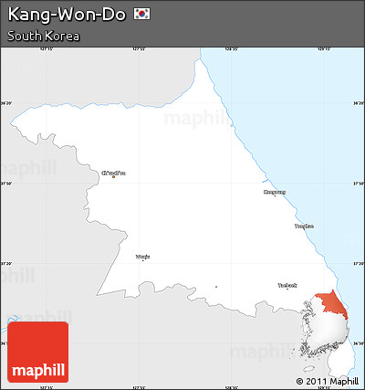 Silver Style Simple Map of Kang-Won-Do, single color outside