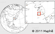 Blank Location Map of Kwangju, within the entire country