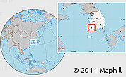 Gray Location Map of Kwangju, highlighted country