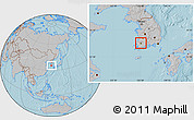 Gray Location Map of Kwangju, hill shading