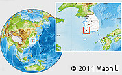 Physical Location Map of Kwangju, highlighted country, within the entire country