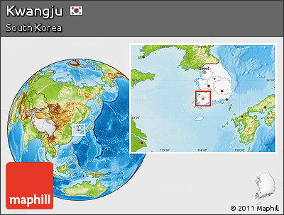 Physical Location Map of Kwangju, highlighted country