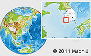 Physical Location Map of Kwangju, highlighted country