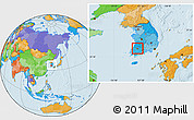 Political Location Map of Kwangju, within the entire country